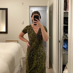 Green Snake-like Pattern Dress